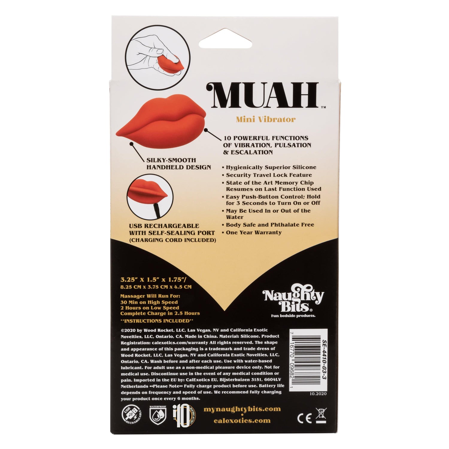 California Exotics - Naughty Bits Muah Discreet Mini Vibrator (Red) CE1953 CherryAffairs