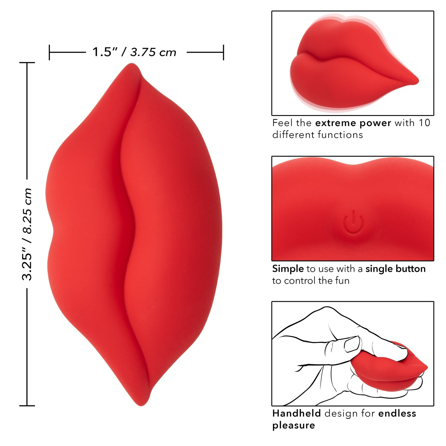California Exotics - Naughty Bits Muah Discreet Mini Vibrator (Red) CE1953 CherryAffairs