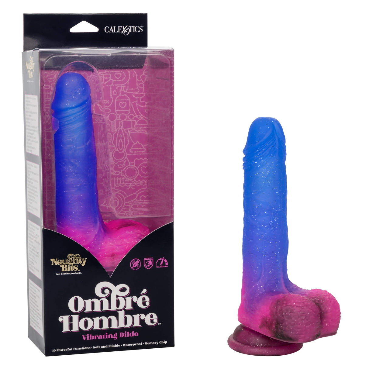California Exotics - Naughty Bits Ombre Hombre Vibrating Dildo (Purple) CE1837 CherryAffairs