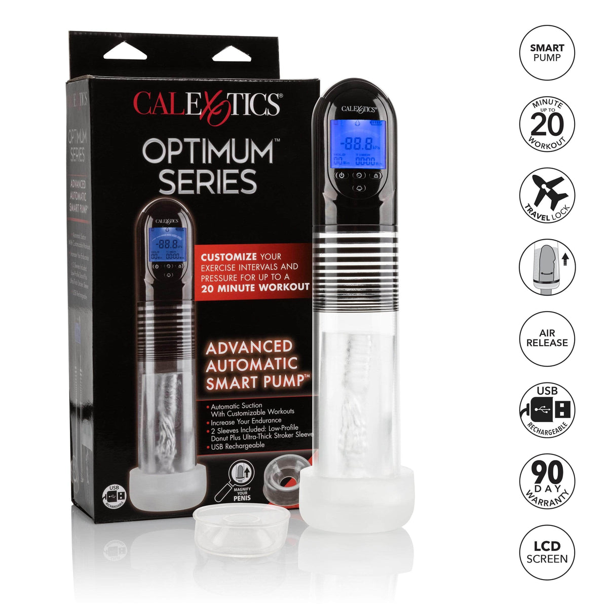 California Exotics - Optimum Series Advanced Automatic Smart Penis Pump (Clear) CE1682 CherryAffairs