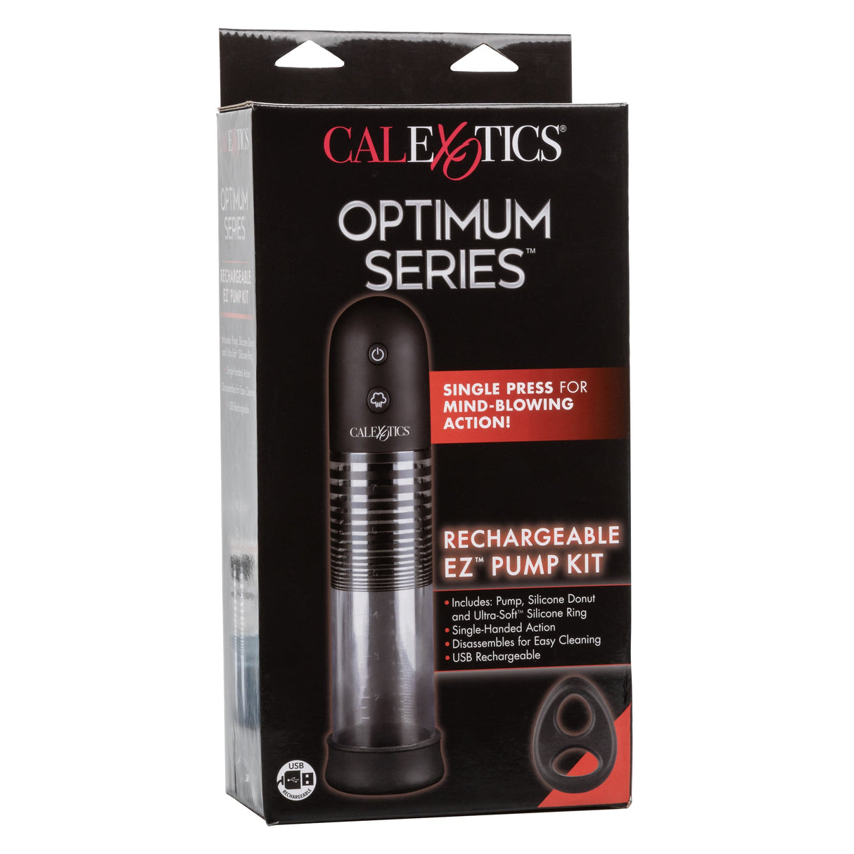 California Exotics - Optimum Series Rechargeable EZ Penis Pump Kit (Clear) CE1950 CherryAffairs