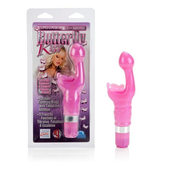California Exotics - Platinum Edition Butterfly Kiss Rabbit Vibrator (Pink) CE1104 CherryAffairs