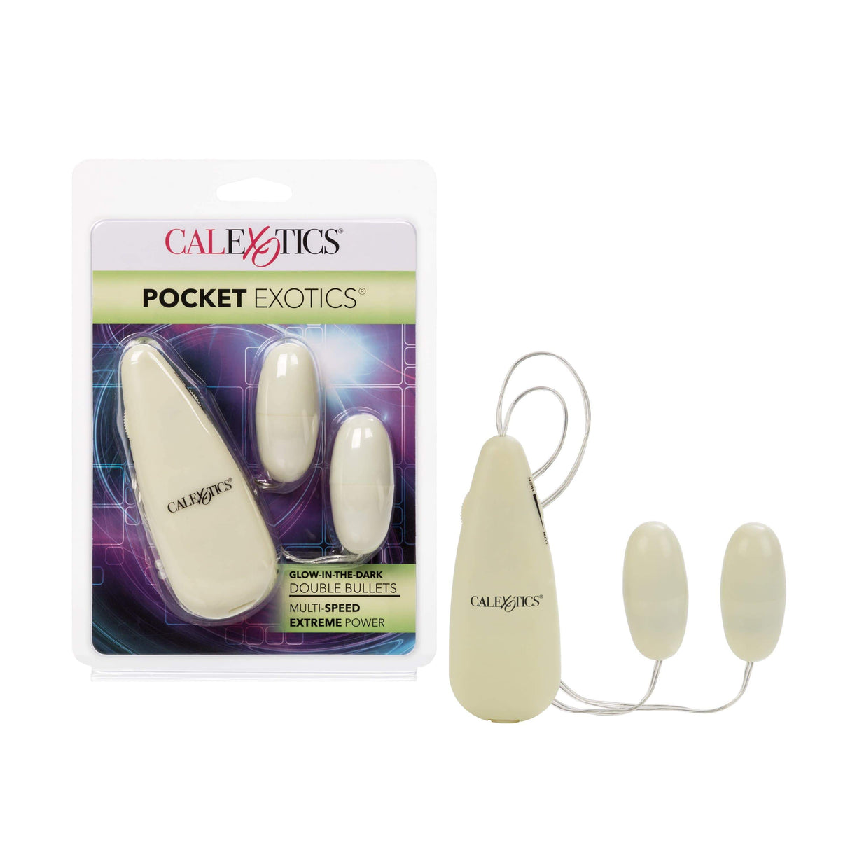 California Exotics - Pocket Exotics Glow In The Dark Double Bullets Vibrator (Green) CE1790 CherryAffairs