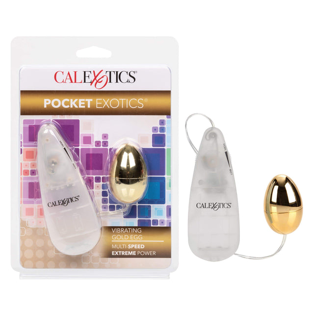 California Exotics - Pocket Exotics Vibrating Gold Egg Massager with Remote (Gold) CE1793 CherryAffairs