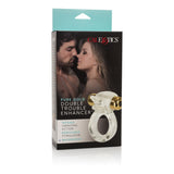 California Exotics - Pure Gold Double Trouble Enhancer Vibrating Cock Ring (Clear)    Rubber Cock Ring (Vibration) Non Rechargeable
