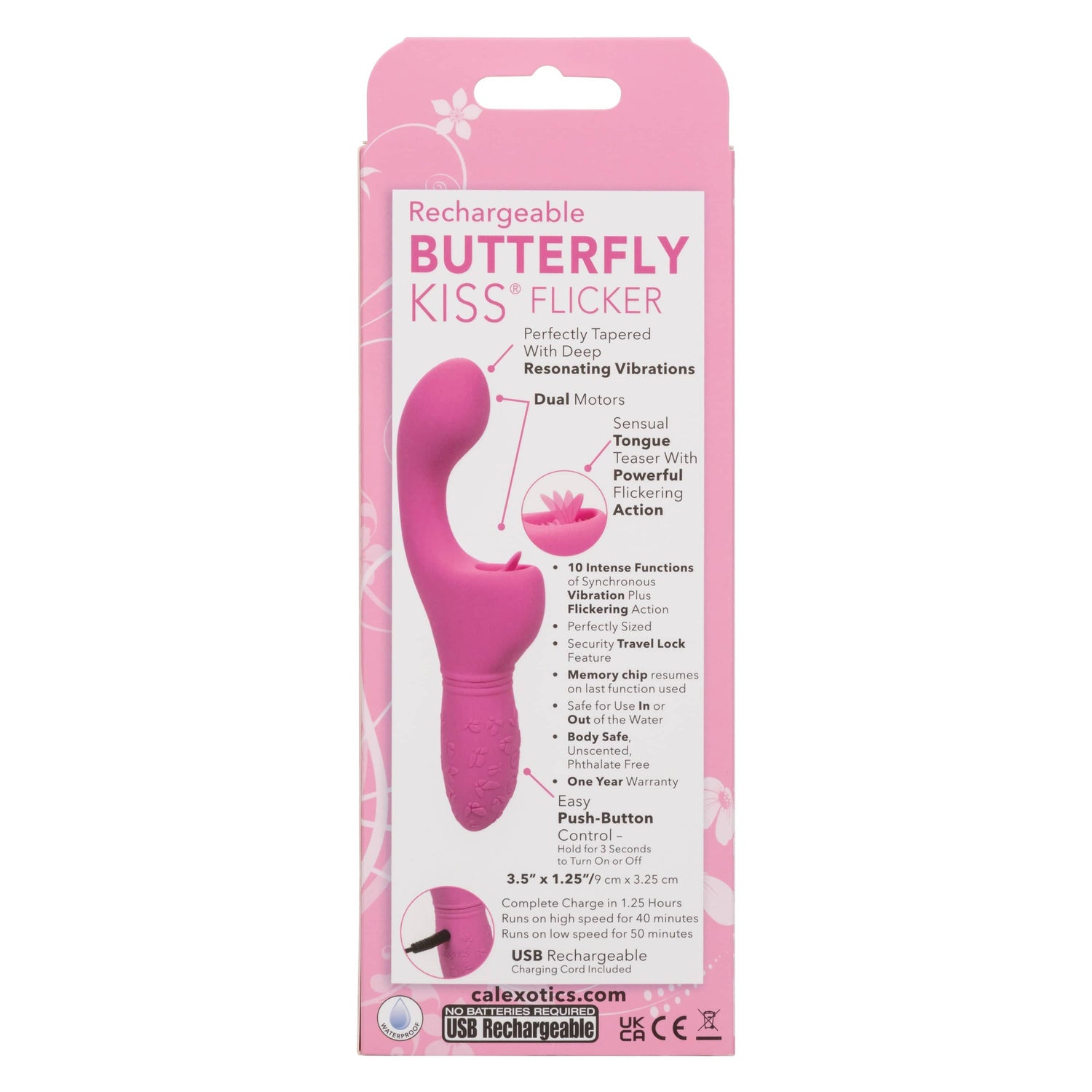 California Exotics - Rechargeable Butterfly Kiss Flicker G Spot Vibrator (Pink) CE1961 CherryAffairs