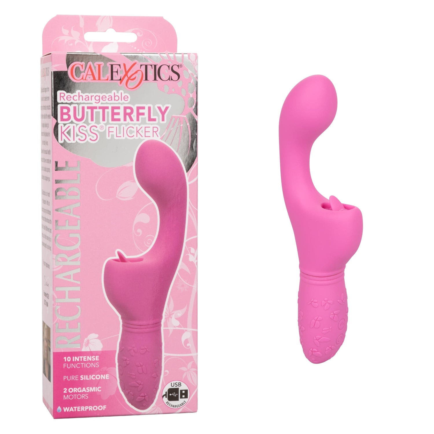 California Exotics - Rechargeable Butterfly Kiss Flicker G Spot Vibrator (Pink) CE1961 CherryAffairs