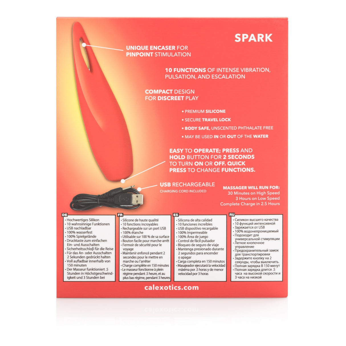 California Exotics - Red Hot Spark Rechargeable Clit Massager (Red) CE1586 CherryAffairs