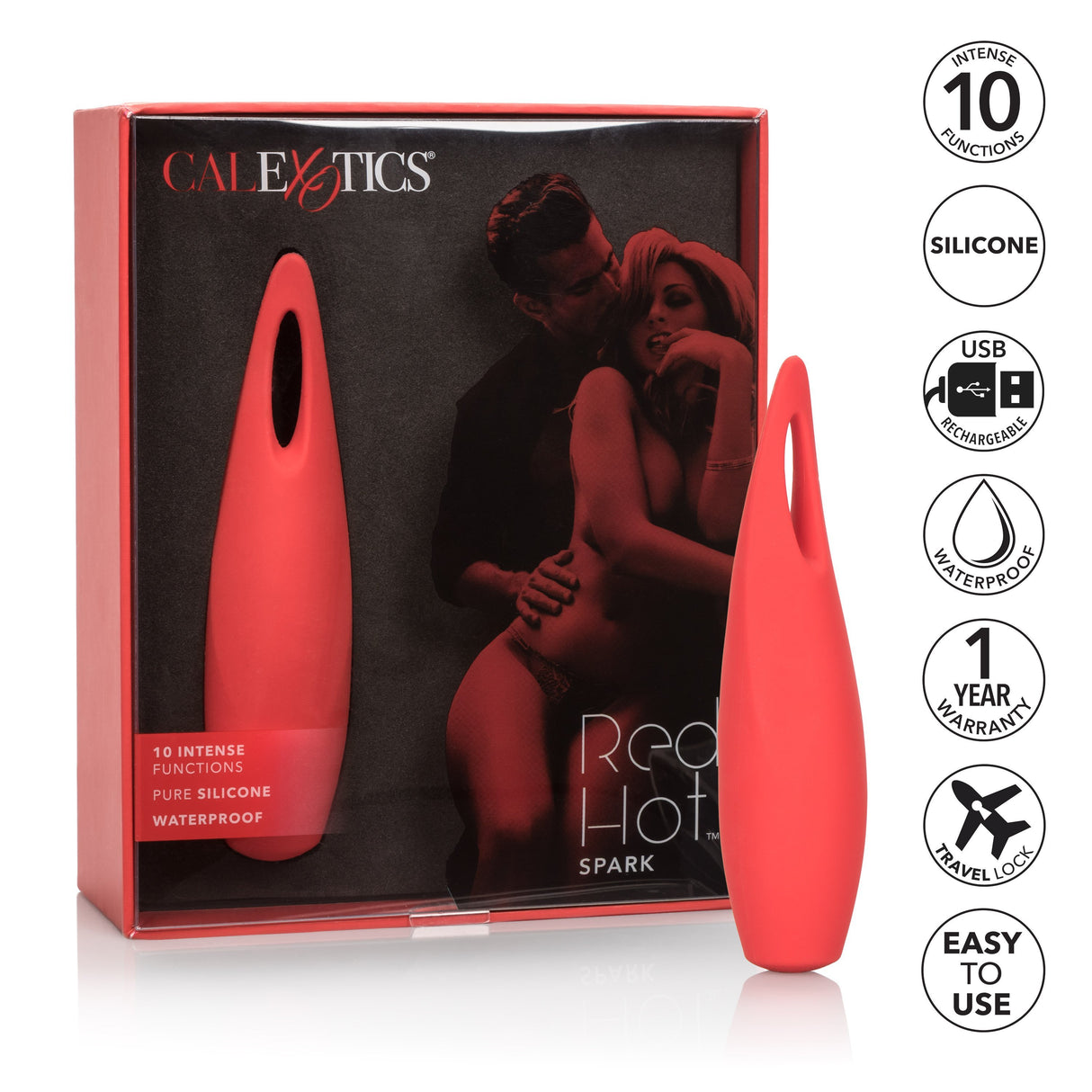 California Exotics - Red Hot Spark Rechargeable Clit Massager (Red) CE1586 CherryAffairs