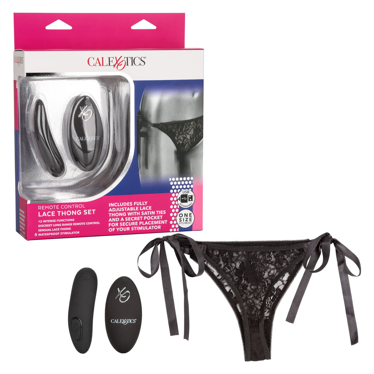 California Exotics - Remote Control Vibrating Lace Thong Set O/S CherryAffairs