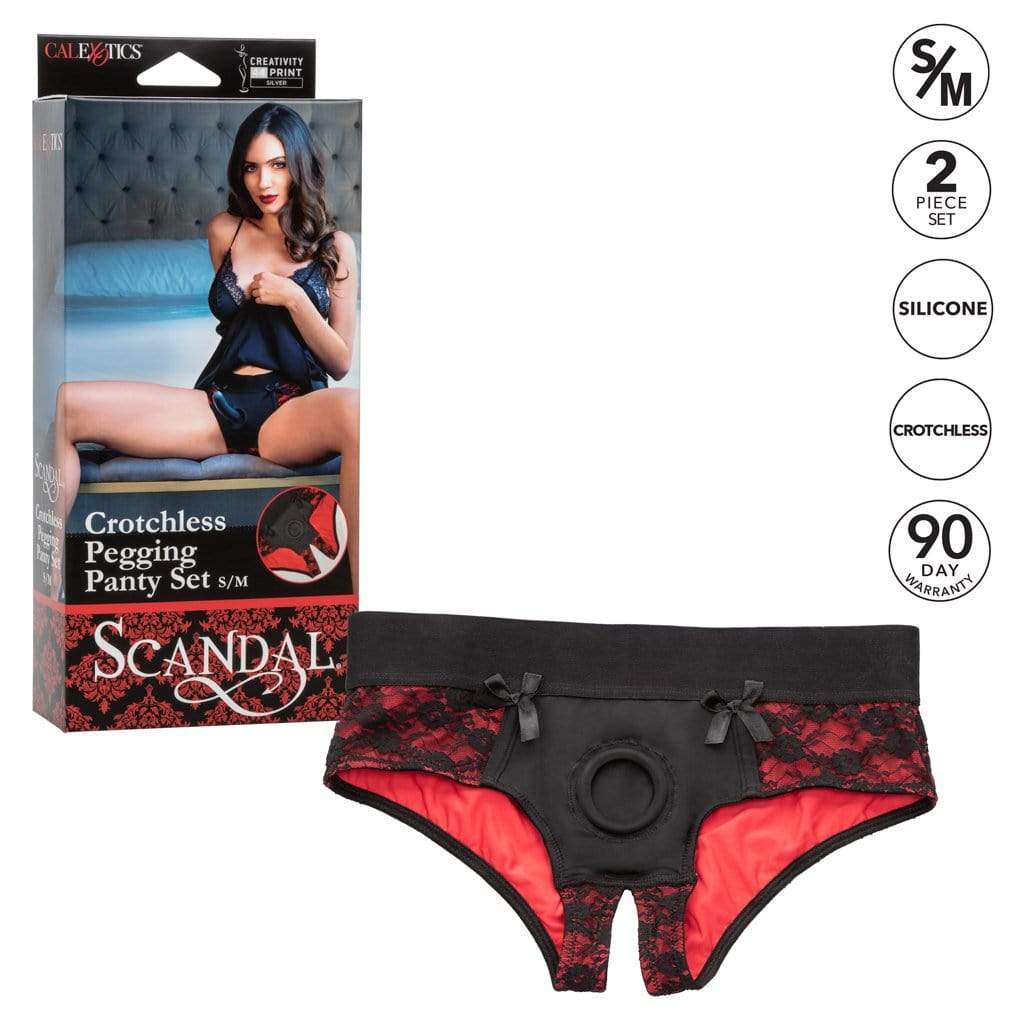 California Exotics - Scandal Crotchless Pegging Panty Set S/M (Red) CE1736 CherryAffairs