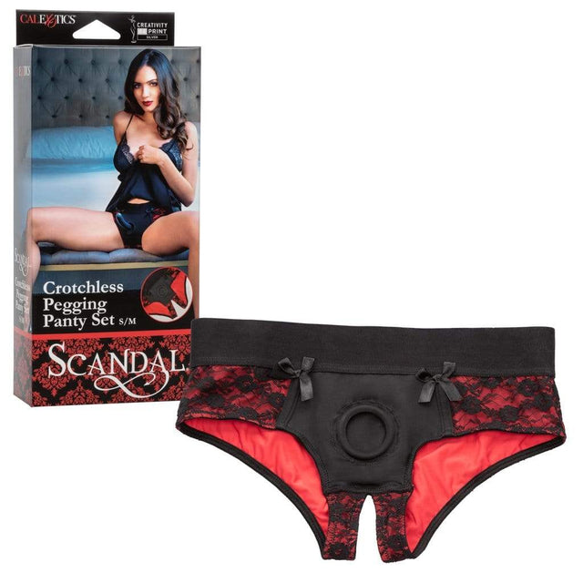 California Exotics - Scandal Crotchless Pegging Panty Set S/M (Red) CE1736 CherryAffairs