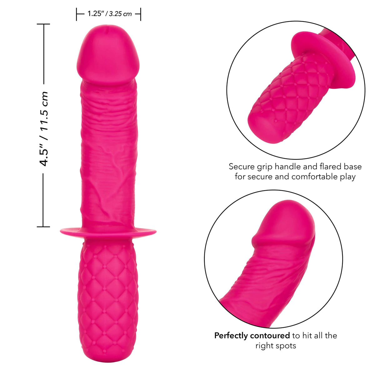 California Exotics - Silicone Grip Thruster Dildo (Pink)    Realistic Dildo w/o suction cup (Non Vibration)