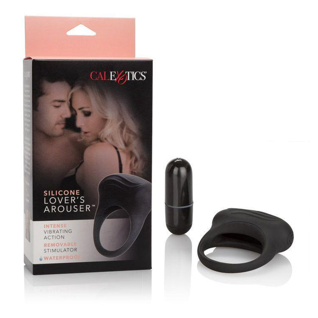 California Exotics - Silicone Lover's Arouser Vibrating Cock Ring (Black) CE1396 CherryAffairs