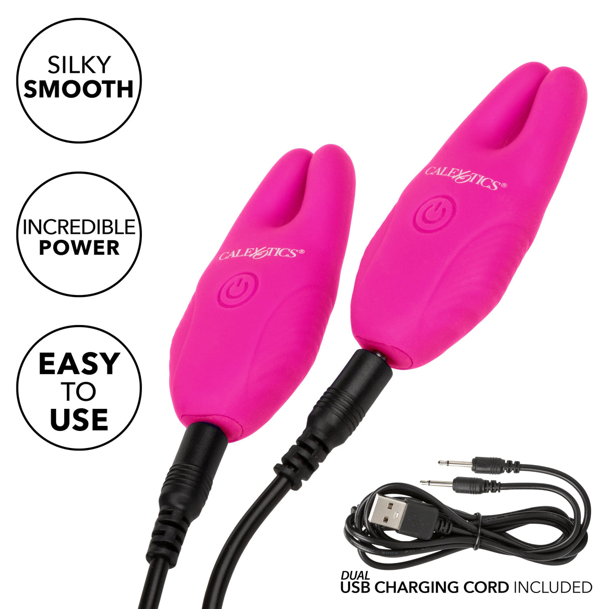 California Exotics - Silicone Remote Control Vibrating Nipple Clamps (Pink) CE1940 CherryAffairs