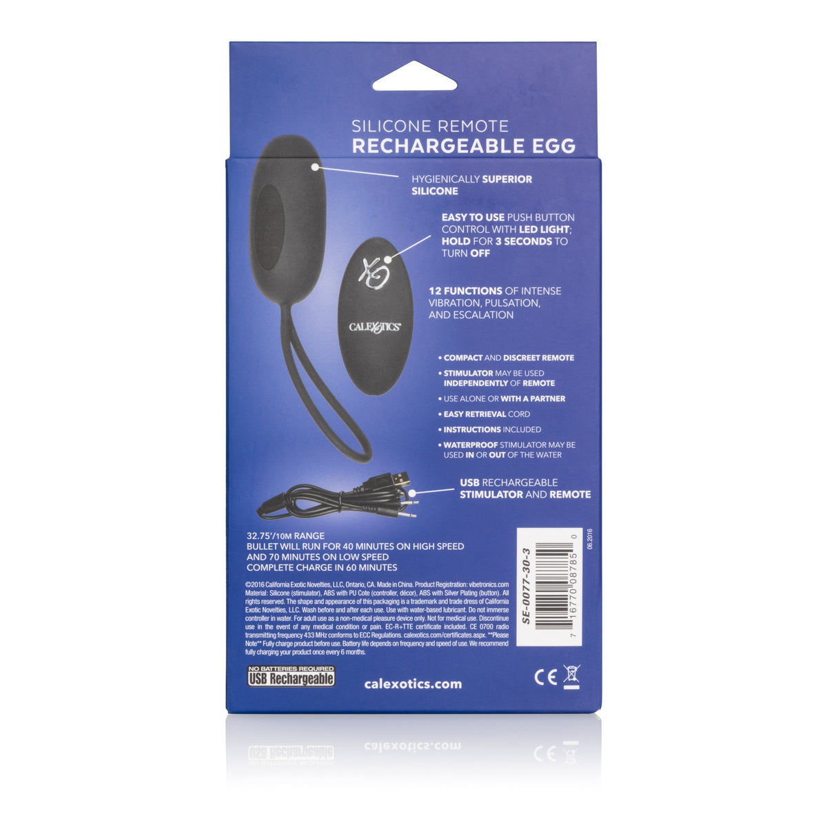 California Exotics - Silicone Remote Rechargeable Egg Vibrator (Black) CE1628 CherryAffairs