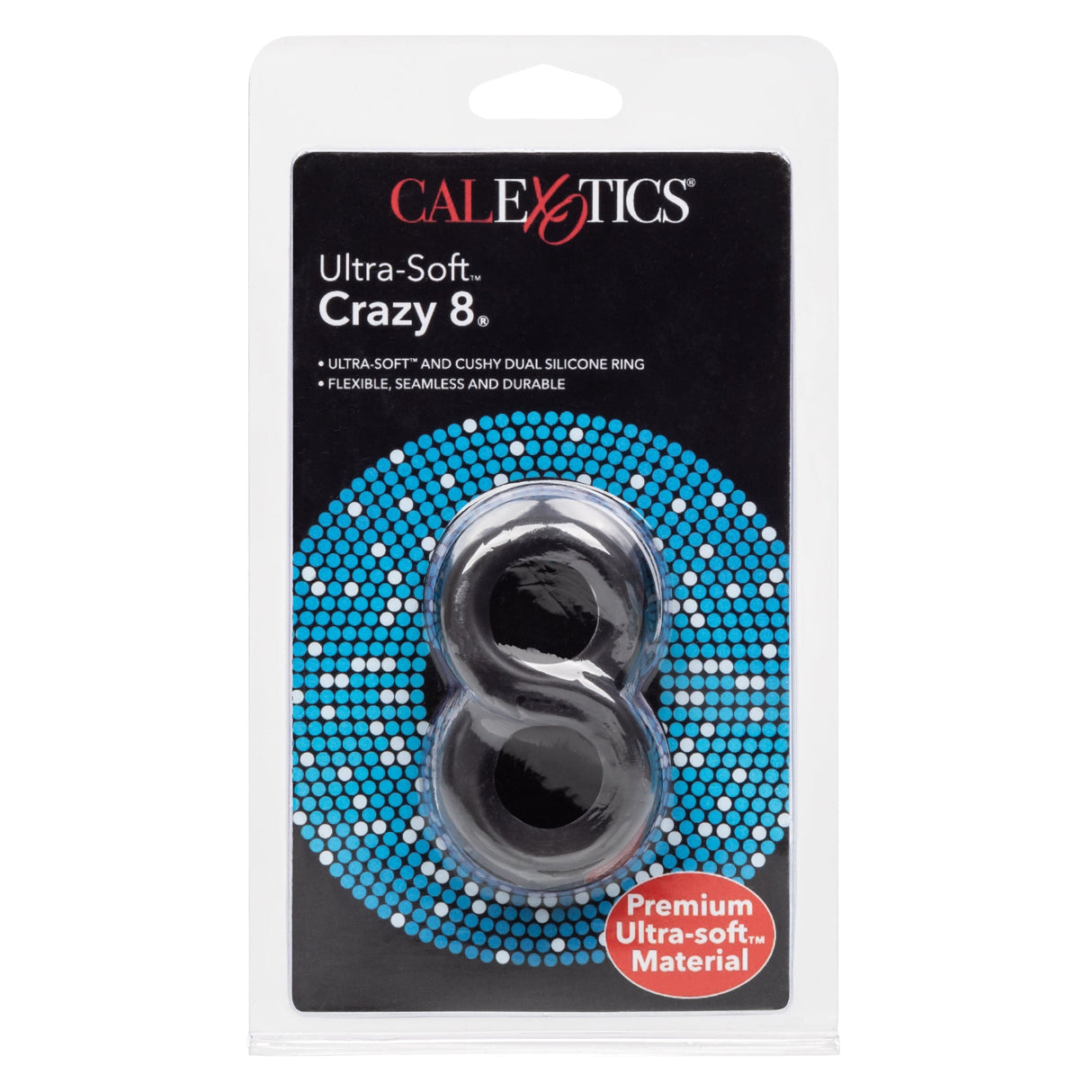 California Exotics - Ultra Soft Crazy 8 Dual Cock Ring (Black) CE1922 CherryAffairs