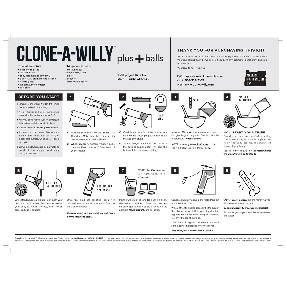 Clone A Willy - Vibrating Penis plus Balls DIY Dildo Clone Molding Kit CW1010 CherryAffairs