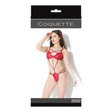 Coquette - Play Darque Matte Wet Look Teddy with Removable Connector Straps Costume O/S (Red) CQ1033 CherryAffairs