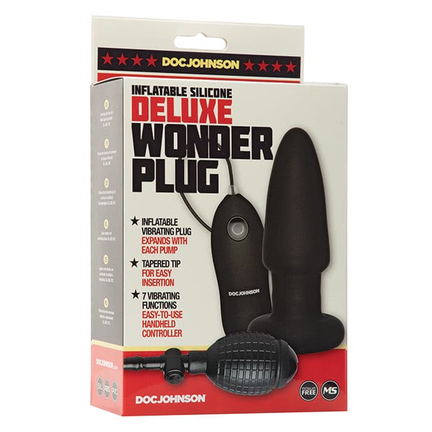 Doc Johnson - Deluxe Wonder Plug Inflatable Vibrating Butt Plug (Black) DJ1173 CherryAffairs