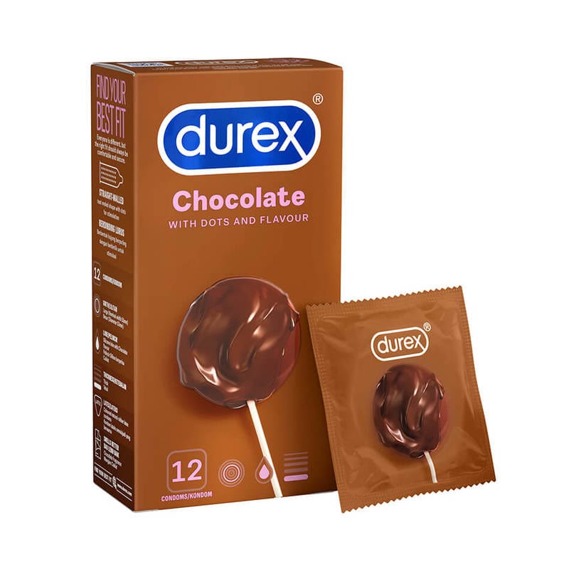 Durex - Chocolate Flavoured with Dots Textured Condoms DU1049 CherryAffairs