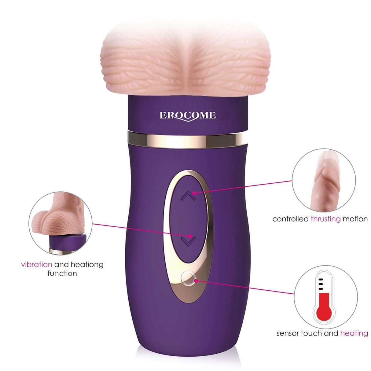 Erocome - Bootes Thrust Heat Realistic Dildo Vibrator (Beige) ERC1013 CherryAffairs