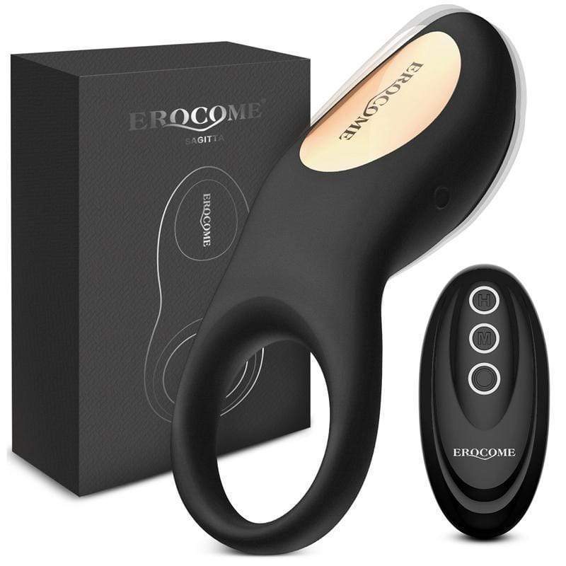 Erocome - Sagitta Remote Control Rechargeable Silicone Cock Ring (Black)    Remote Control Cock Ring (Vibration) Rechargeable
