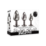 Evolved - Black Gem Metal Anal Plug Set (Silver) EV1015 CherryAffairs