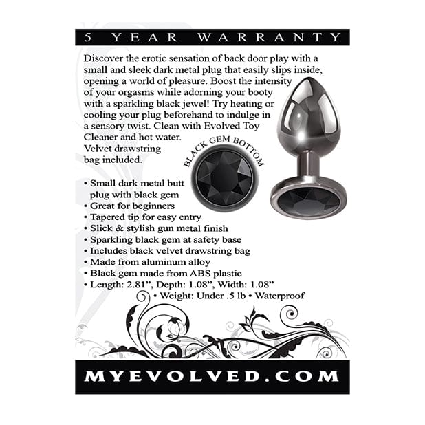 Evolved - Black Gem Metal Anal Plug Small (Silver) EV1016 CherryAffairs