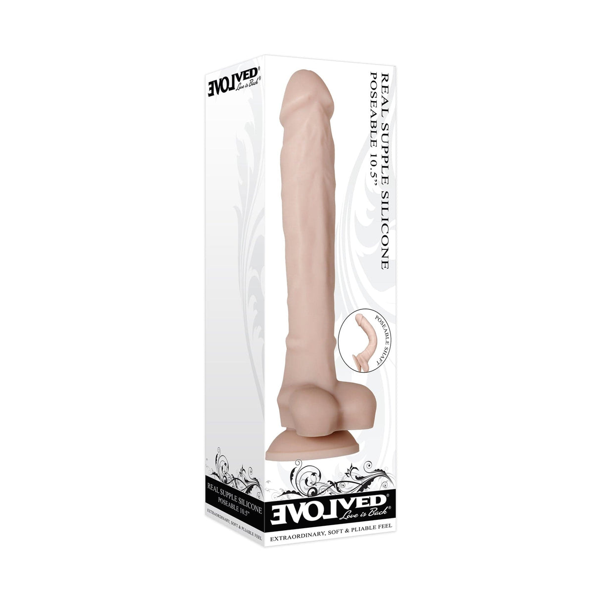 Evolved - Real Supple Silicone Posable Realistic Dildo  Beige 844477015903 Realistic Dildo with suction cup (Non Vibration)