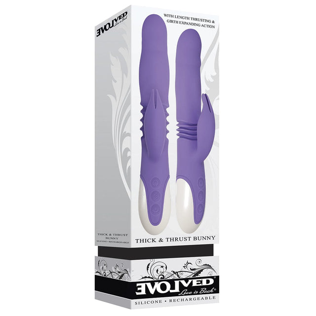 Evolved - Thick and Thrust Bunny Silicone Rechargeable Rabbit Vibrator (Purple)    Rabbit Dildo (Vibration) Rechargeable