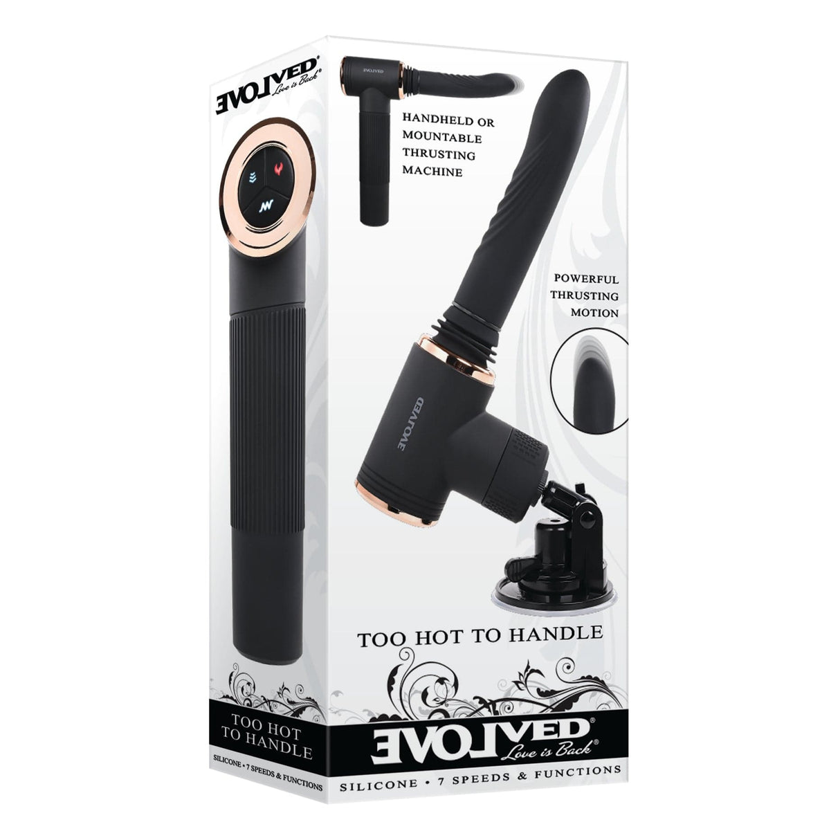 Evolved - Too Hot to Handle Mountable Thrusting Sex Machine (Black)    Non Realistic Dildo w/o suction cup (Vibration) Rechargeable