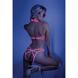 Fantasy Lingerie - Glow Light Impress Me Cut Out Lace Halter Open Caged Back Bodysuit CherryAffairs