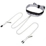 Fifty Shades of Grey - Play Nice Satin & Lace Collar & Nipple Clamps (Grey) FSG1153 CherryAffairs