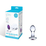 Glas - Bling Bling Glass Butt Plug 3.5" (Clear)    Glass Anal Plug (Non Vibration)
