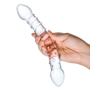 Glas - Double Trouble Glass Dildo 10" (Clear) - CherryAffairs.sg