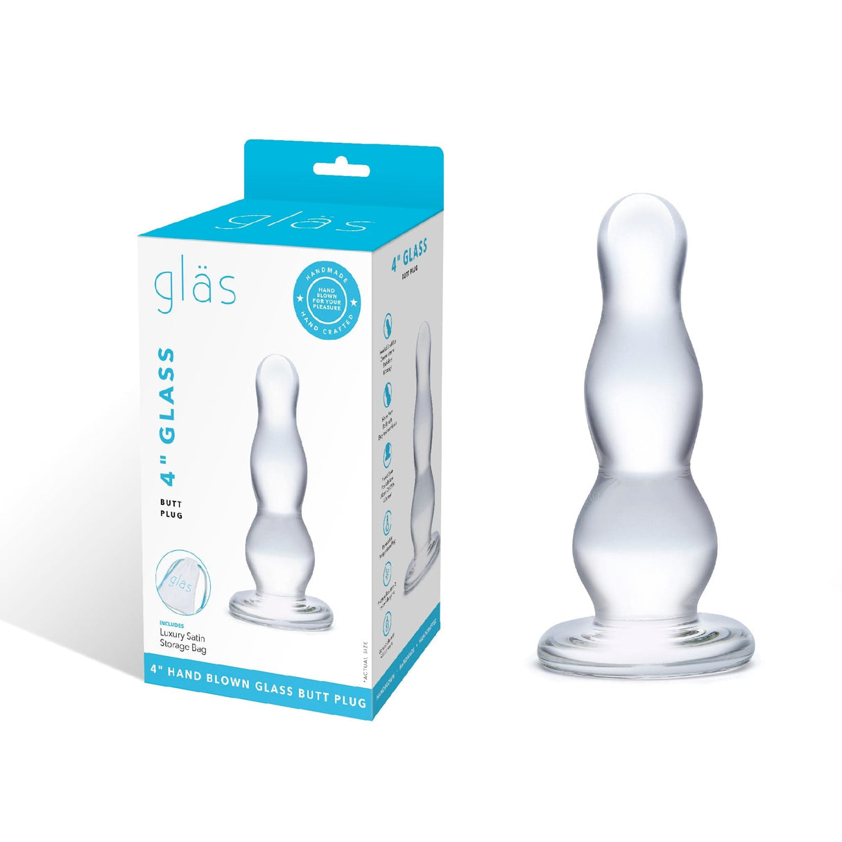 Glas - Glass Butt Plug 4" (Clear) GL1007 CherryAffairs