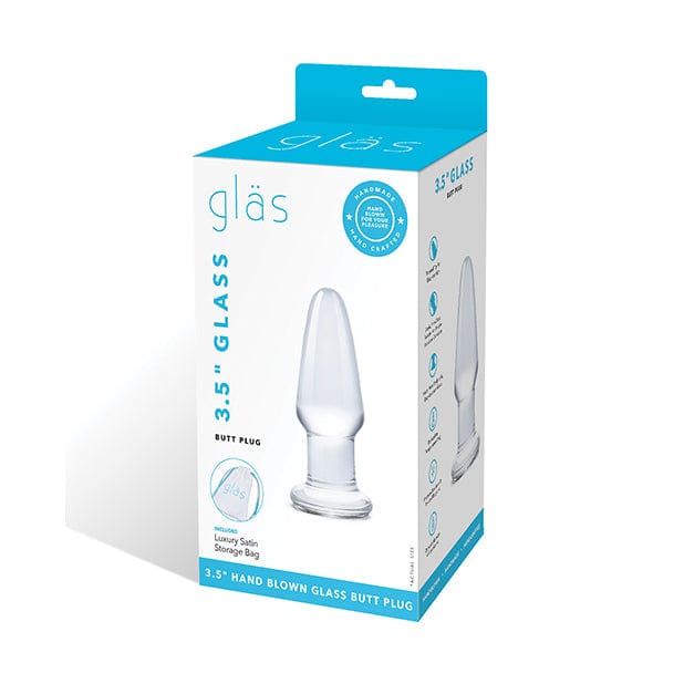 Glas - Glass Butt Plug Hand Blown Glass Dildo 3.5" (Clear) GL1039 CherryAffairs