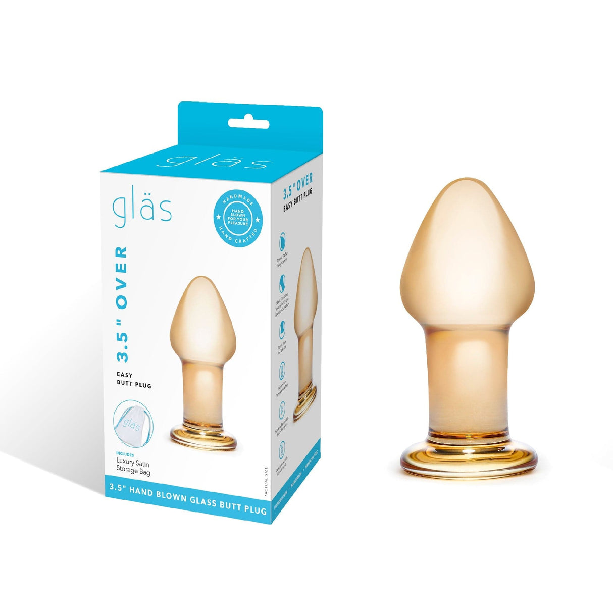 Glas - Over Easy Glass Butt Plug 3.5" (Orange) GL1009 CherryAffairs