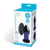 Glas - Remote Control Rechargeable Vibrating Glass Butt Plug 3.5" (Blue)    Glass Anal Plug (Vibration) Rechargeable