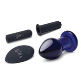Glas - Remote Control Rechargeable Vibrating Glass Butt Plug 3.5" (Blue)    Glass Anal Plug (Vibration) Rechargeable