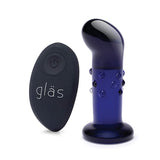 Glas - Remote Control Rechargeable Vibrating Glass Dotted G Spot P Spot Plug 4" (Blue)    Glass Anal Plug (Vibration) Rechargeable