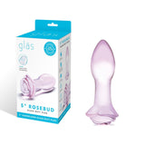 Glas - Rosebud Glass Butt Plug 5" (Pink)    Glass Anal Plug (Non Vibration)