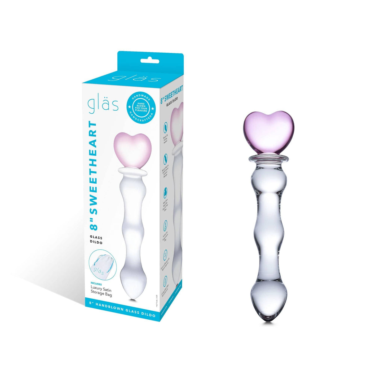 Glas - Sweetheart Glass Dildo 8" (Pink/Clear)    Glass Dildo (Non Vibration)