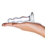 Glas - Triple Play Beaded Butt Plug 4" (Clear)    Glass Anal Plug (Non Vibration)