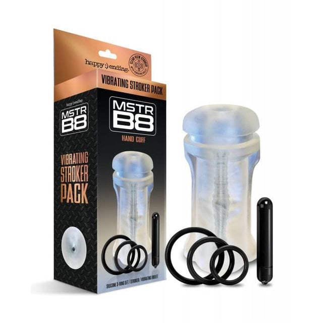 Happy Ending - MSTR B8 Hand Cuff Vibrating Stroker Masturbator Pack Kit of 5 (Clear)    Masturbator Soft Stroker (Vibration) Non Rechargeable
