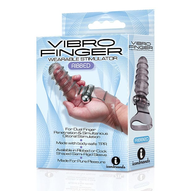 Icon Brands - The 9's Vibro Finger Ribbed Finger Massager Vibrator (Grey) IB1022 CherryAffairs