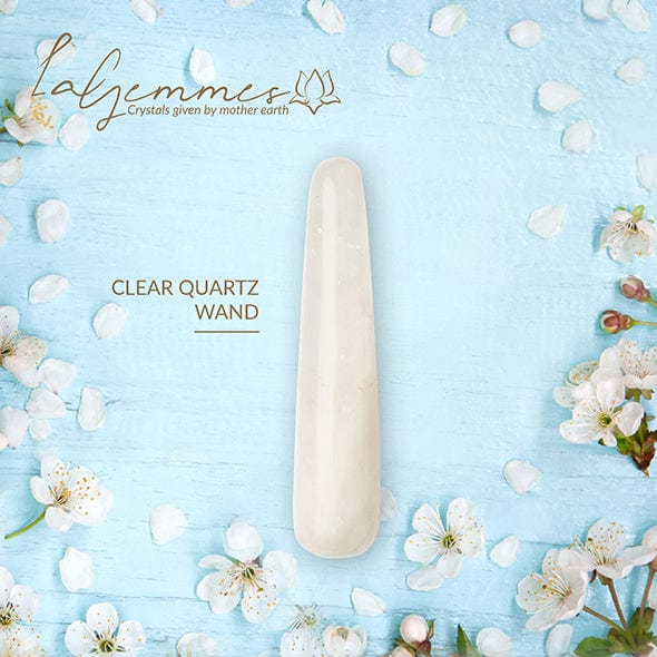 La Gemmes - Wand Clear Quartz Gemstone Dildo (White) LAG1003 CherryAffairs