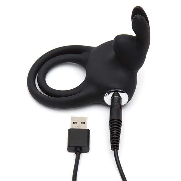 Love Honey - Happy Rabbit Rechargeable Love Ring (Black) LH1017 CherryAffairs