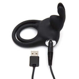 Love Honey - Happy Rabbit Rechargeable Love Ring (Black) LH1017 CherryAffairs